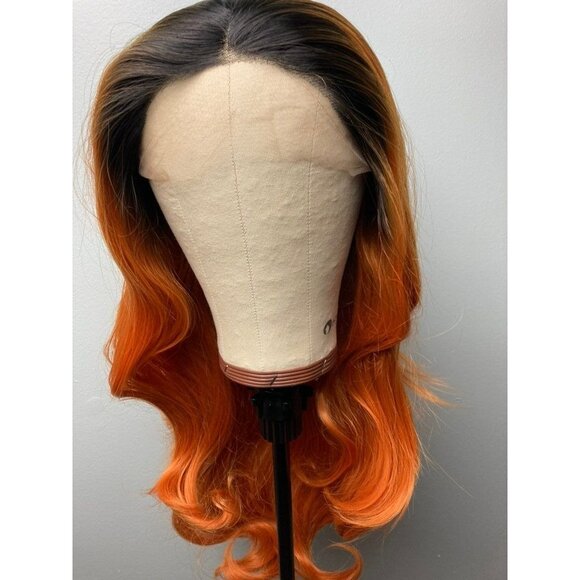 Black Rooted Cooper Orange Wig - Picture 3 of 9